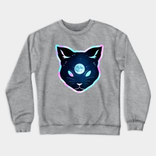 Shocking moon third eye prismatic iridescent psychic cat Crewneck Sweatshirt